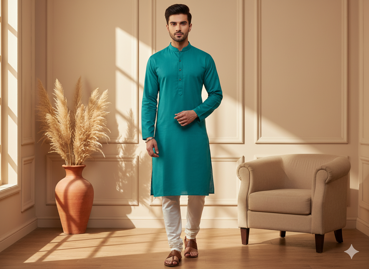 Teal Blue Plain 100% Pure Mul Mul Cotton