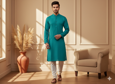 Teal Blue Plain 100% Pure Mul Mul Cotton