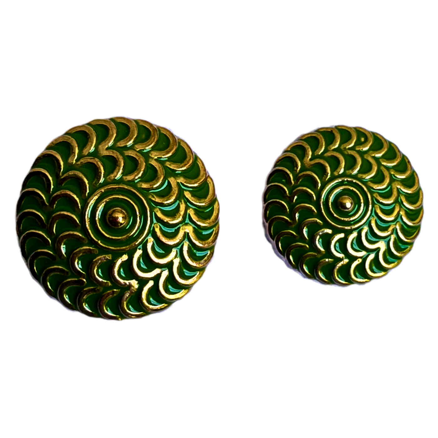 Green & Golden Color Elegant Traditional Designer Round 1 Hole Metal Buttons