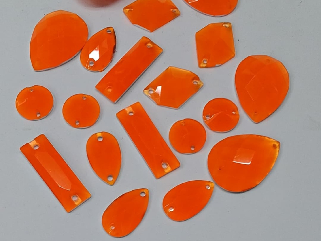 Orange Assorted 2 Hole Plastic Stones