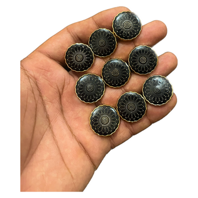 Black Circular Designer Metal Buttons