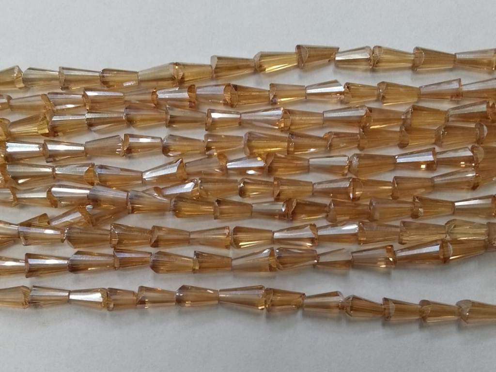 Light Brown Conical Crystal Glass Beads