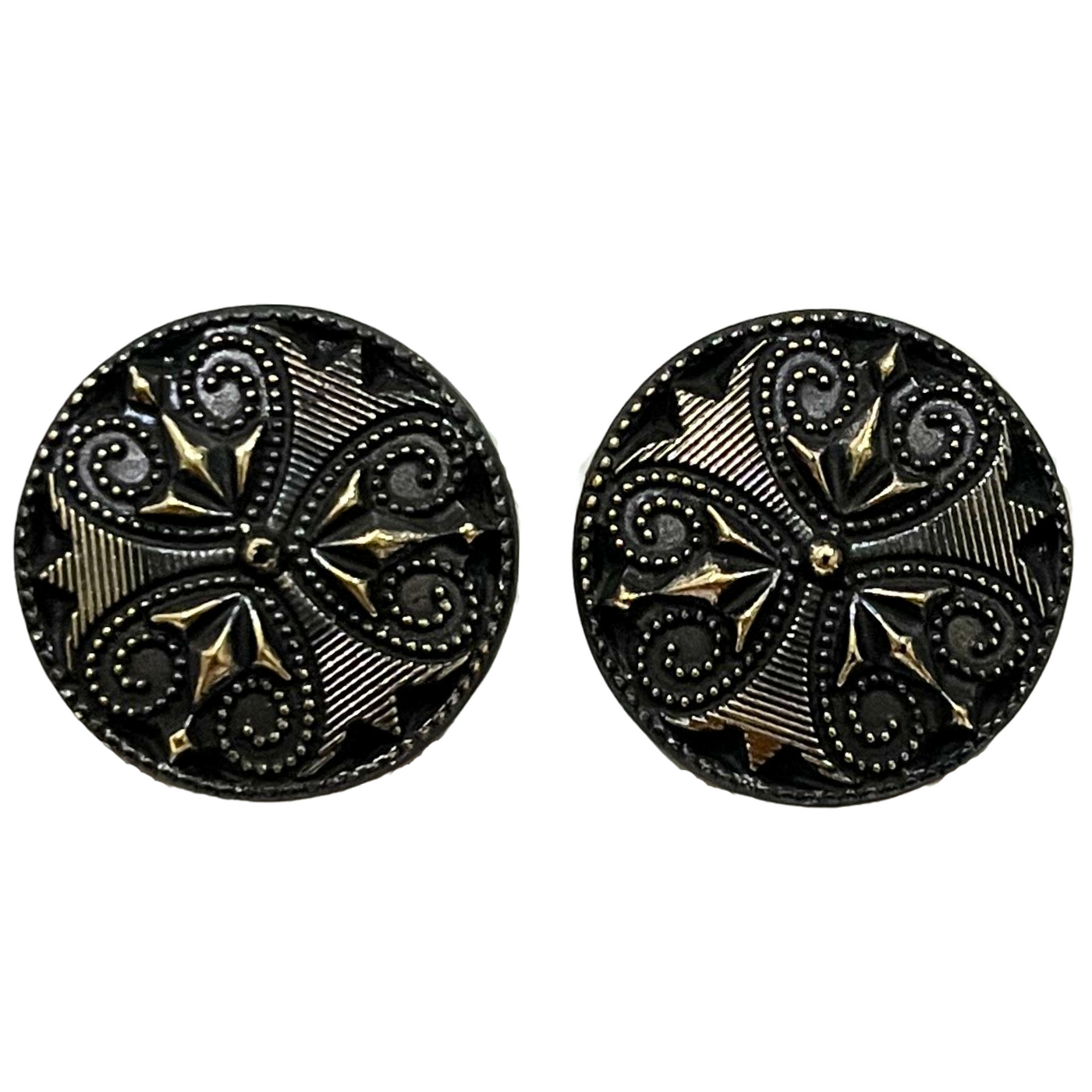 Black Color Ancient Medieval Designer Round 1 Hole Plastic Buttons