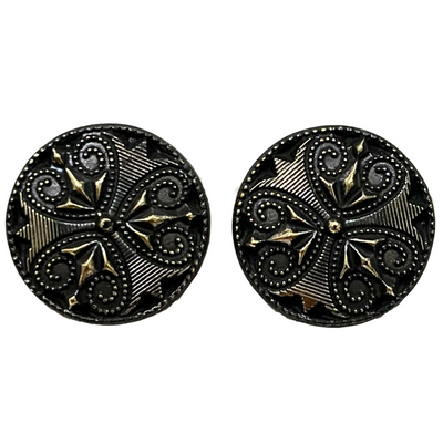 Black Color Ancient Medieval Designer Round 1 Hole Plastic Buttons