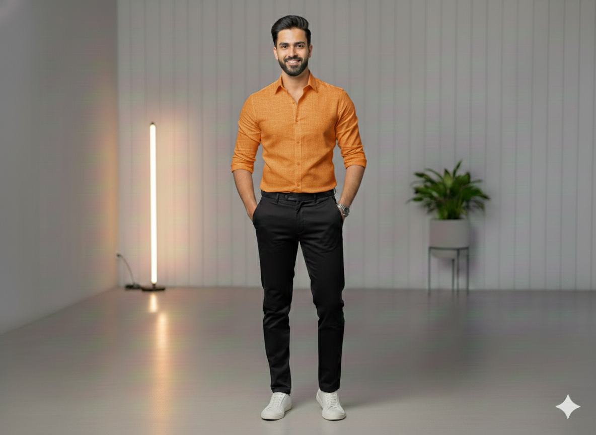 नारंगी पीला सादा सूती लिनन कपड़ा