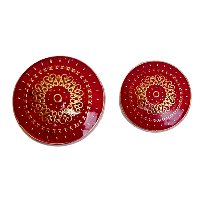 Red & Golden Color Traditional Designer 1 Hole Metal Buttons