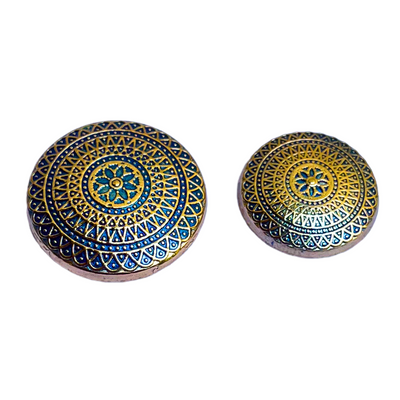 Blue & Golden Color Elegant Traditional Designer Round 1 Hole Metal Buttons