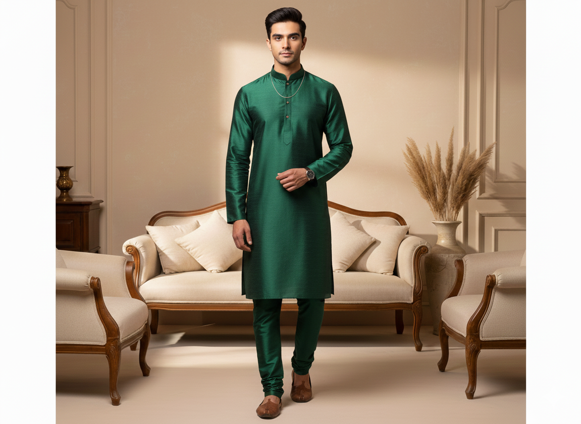 Bottle Green Plain Bangalore Raw Silk Fabric  (Wholesale)