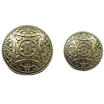 Pure Silver Color Attractive Regal Traditional 1 Hole Round Metal Buttons