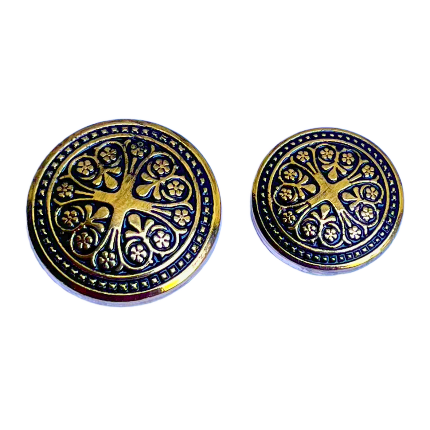 Black & Golden Color Traditional Designer 1 Hole Metal Buttons