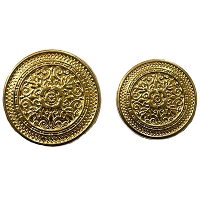 Pure Golden Color Eye Catchy Floral 1 Hole Round Metal Buttons