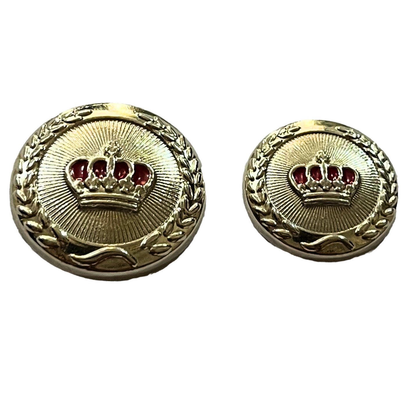 Red & Silver King and Queen Crown Design Round 1 Hole Metal Buttons