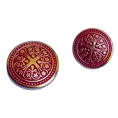 Red & Golden Color Traditional Designer 1 Hole Metal Buttons