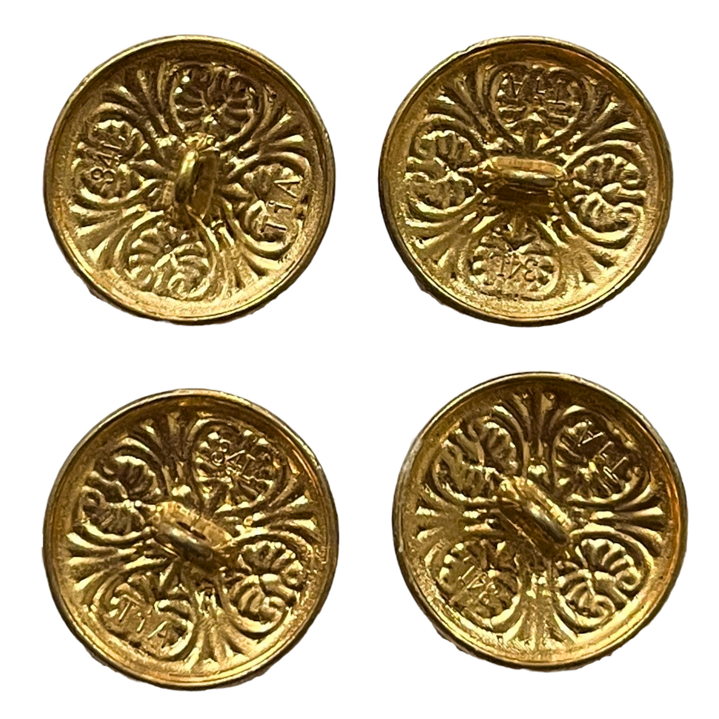 Matte Gold & Pink Color Engraved Designer 1 Hole Metal Buttons