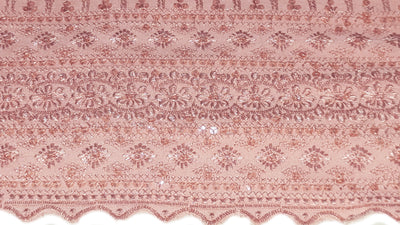 Light Pink Traditional Chikankari Embroidered Cotton Fabric