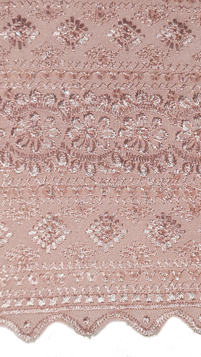 Light Pink Traditional Chikankari Embroidered Cotton Fabric