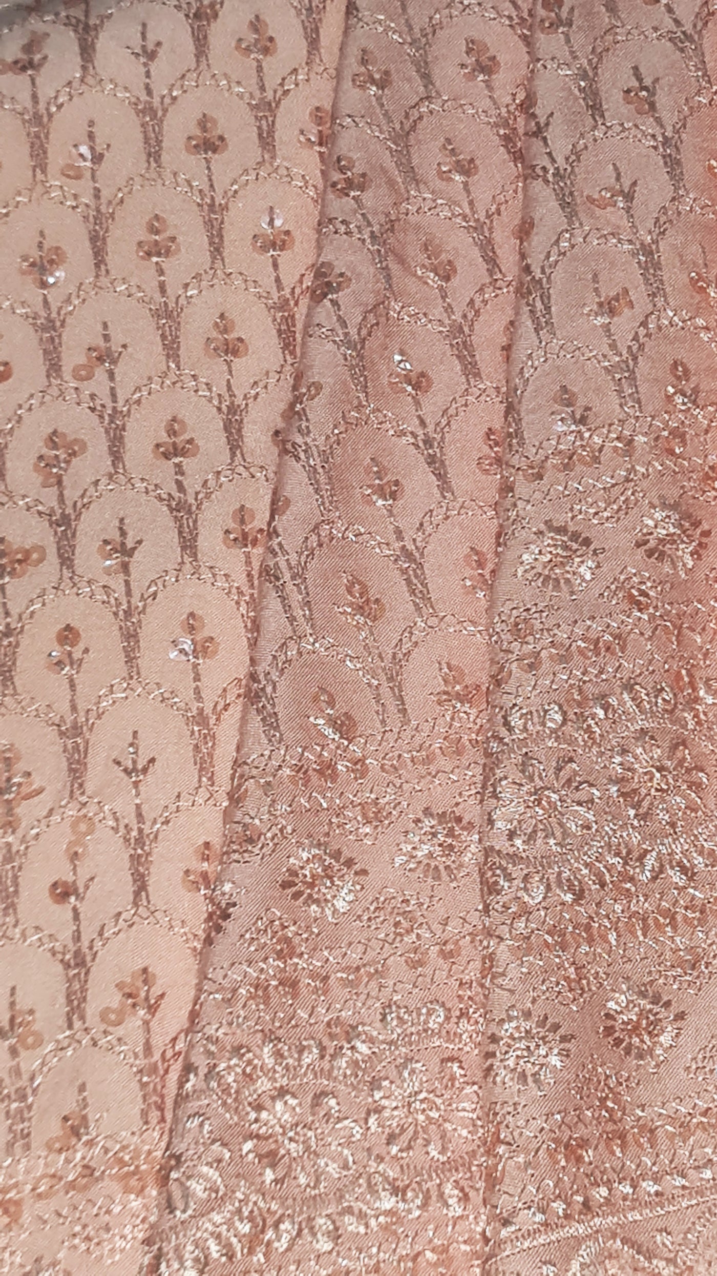 Light Pink Traditional Chikankari Embroidered Cotton Fabric