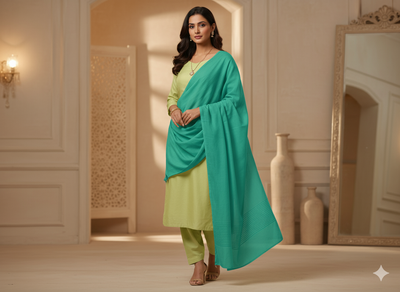 Teal Blue Plain 100% Pure Mul Mul Cotton