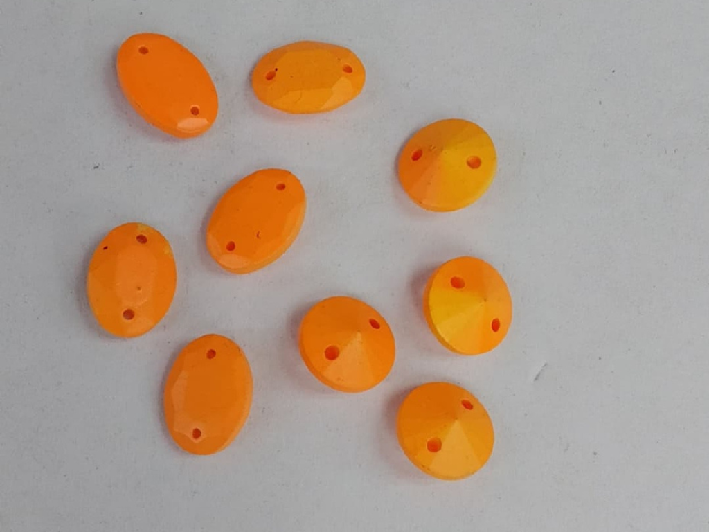 Orange Assorted 2 Hole Glass Stones- Mix Size