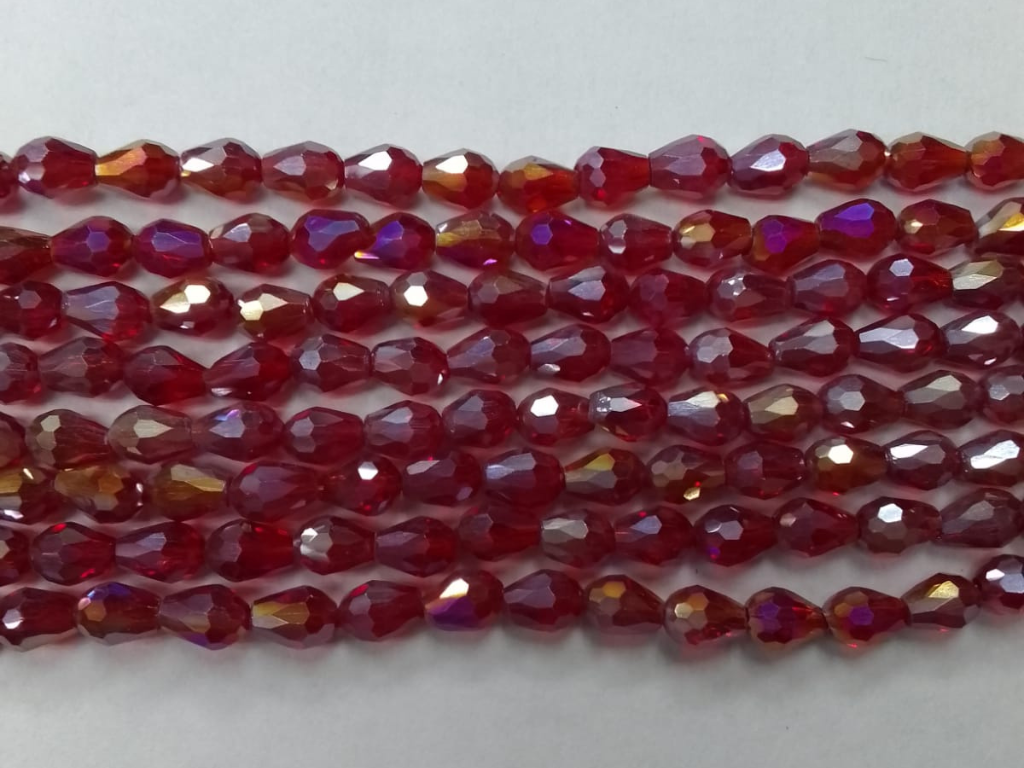 Dark Red Drop Crystal Glass Beads