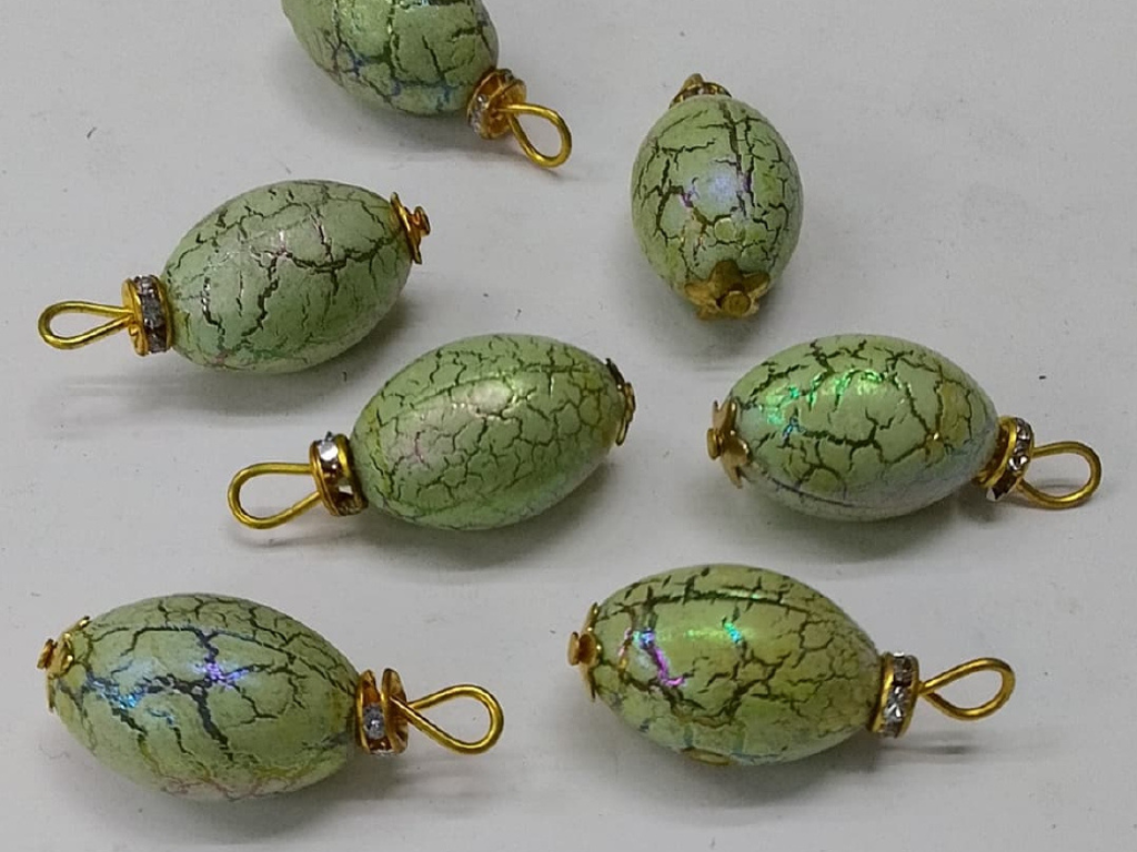 Light Green Oval Plastic Loreal Beads