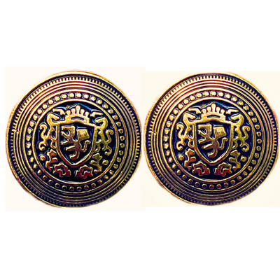 Golden & Black King’s Favourite Royal Crest Lion Shield Eye-Catchy Design Round Shank Metal Button Black and Golden Colour for Coat, Suit, Blazer, Sherwani, Nehru Jacket and for all Types of Clothes