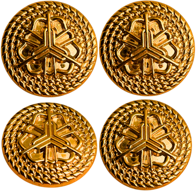 Pure Golden Regal Floral Motif Antique Design Round Shank Metal Button