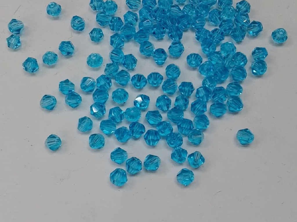 Light Blue New Cut Crystal Glass Beads- 4 mm