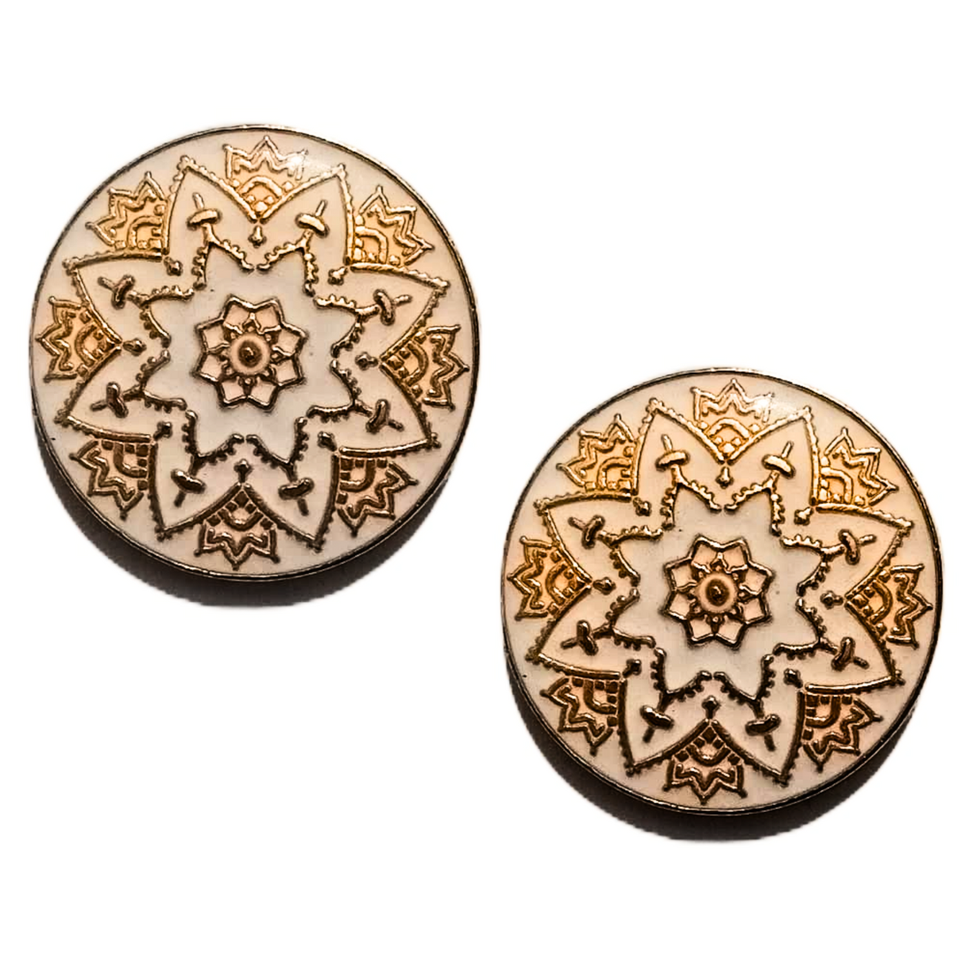 White Golden Color Meenakari Design Round 1 Hole Metal Buttons