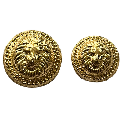 Pure Golden Color Fearless Lion Face Shape 1 Hole Round Metal Buttons