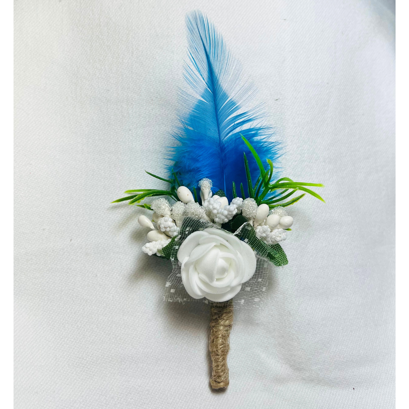 Multicolor Faux Feather Flower Brooch