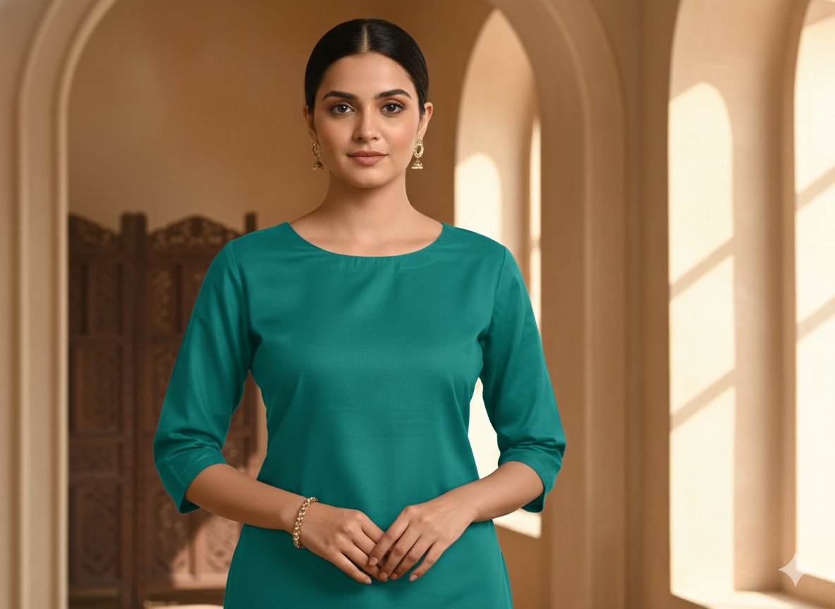 Teal Blue Plain 100% Pure Mul Mul Cotton