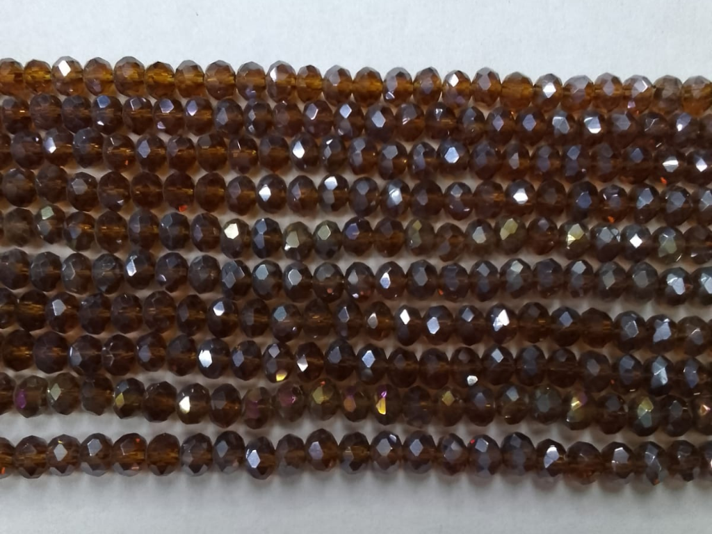 Dark Brown Tyre Crystal Glass Beads