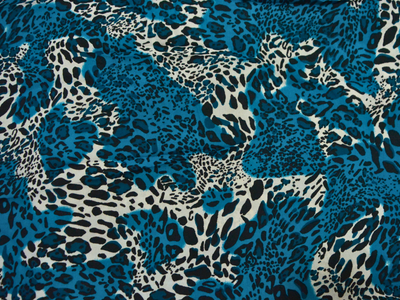 Sea Blue Leopard Digitally Printed Butter Crepe Fabric
