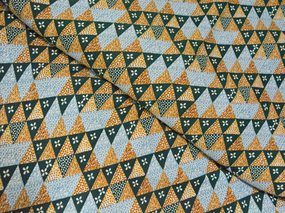 Dark Green Tringular Digitally Printed Butter Crepe Fabric