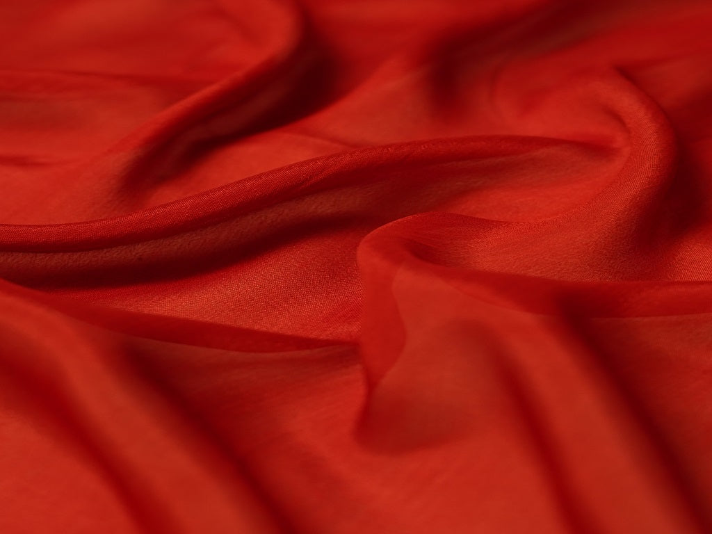 Red Plain Viscose Chinon Chiffon Fabric (Wholesale)