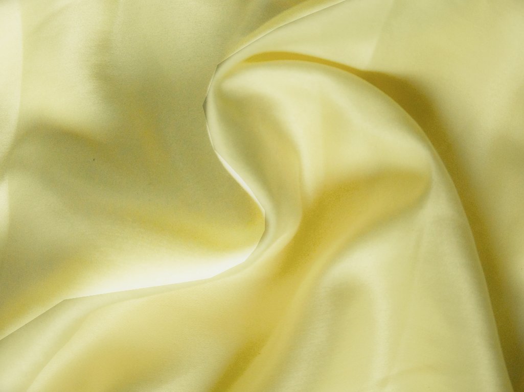 Pastel Lemon Yellow Plain Malai Satin Fabric (Wholesale)