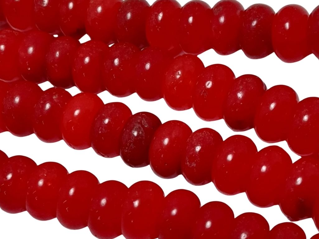 Cherry Red Circular Natural Stone Beads
