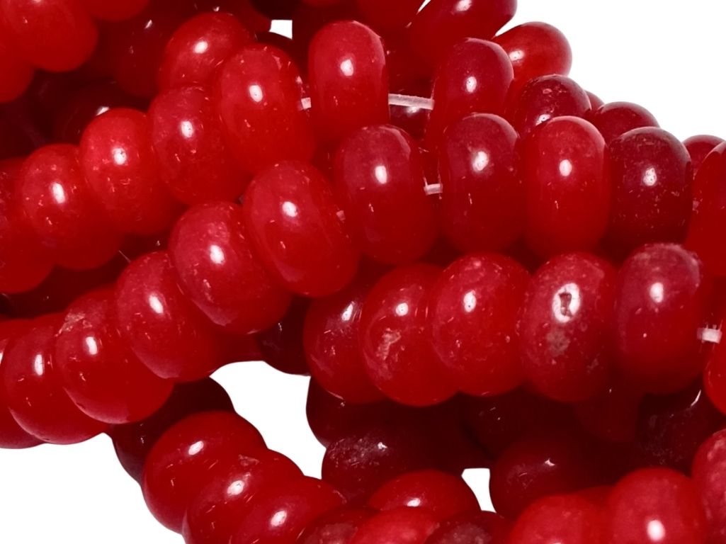 Cherry Red Circular Natural Stone Beads