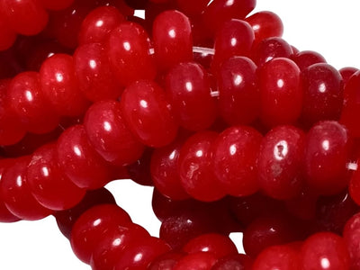 Cherry Red Circular Natural Stone Beads