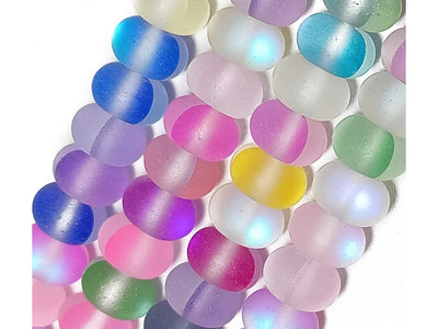 Multicolor Rondelle Natural Aura Glass Beads