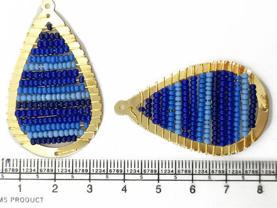 Blue Drop Metal Frame Beads