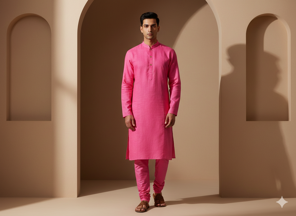 गरम गुलाबी सूती लिनन कपड़ा