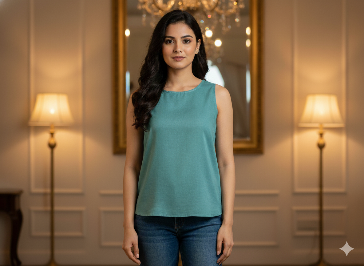 मोर टील सादा ग्लेज्ड कॉटन फ़ैब्रिक (थोक)