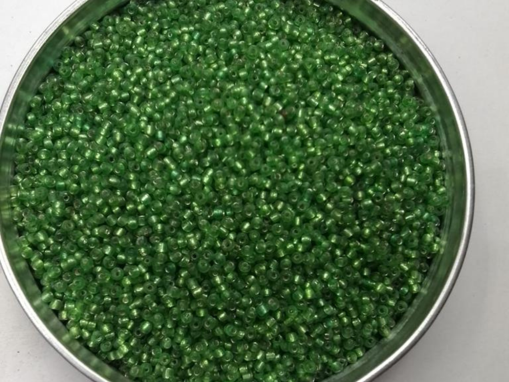 Pine Green Silverline Round Rocaille Glass Seed Beads- 2 mm