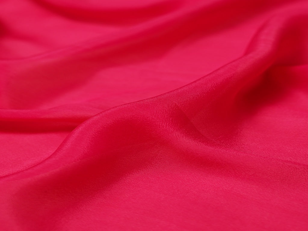 Dark Pink Plain Viscose Chinon Chiffon Fabric (Wholesale)