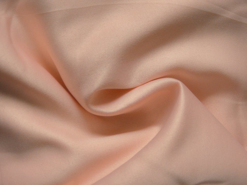 Pastel Peach Plain Malai Satin Fabric (Wholesale)