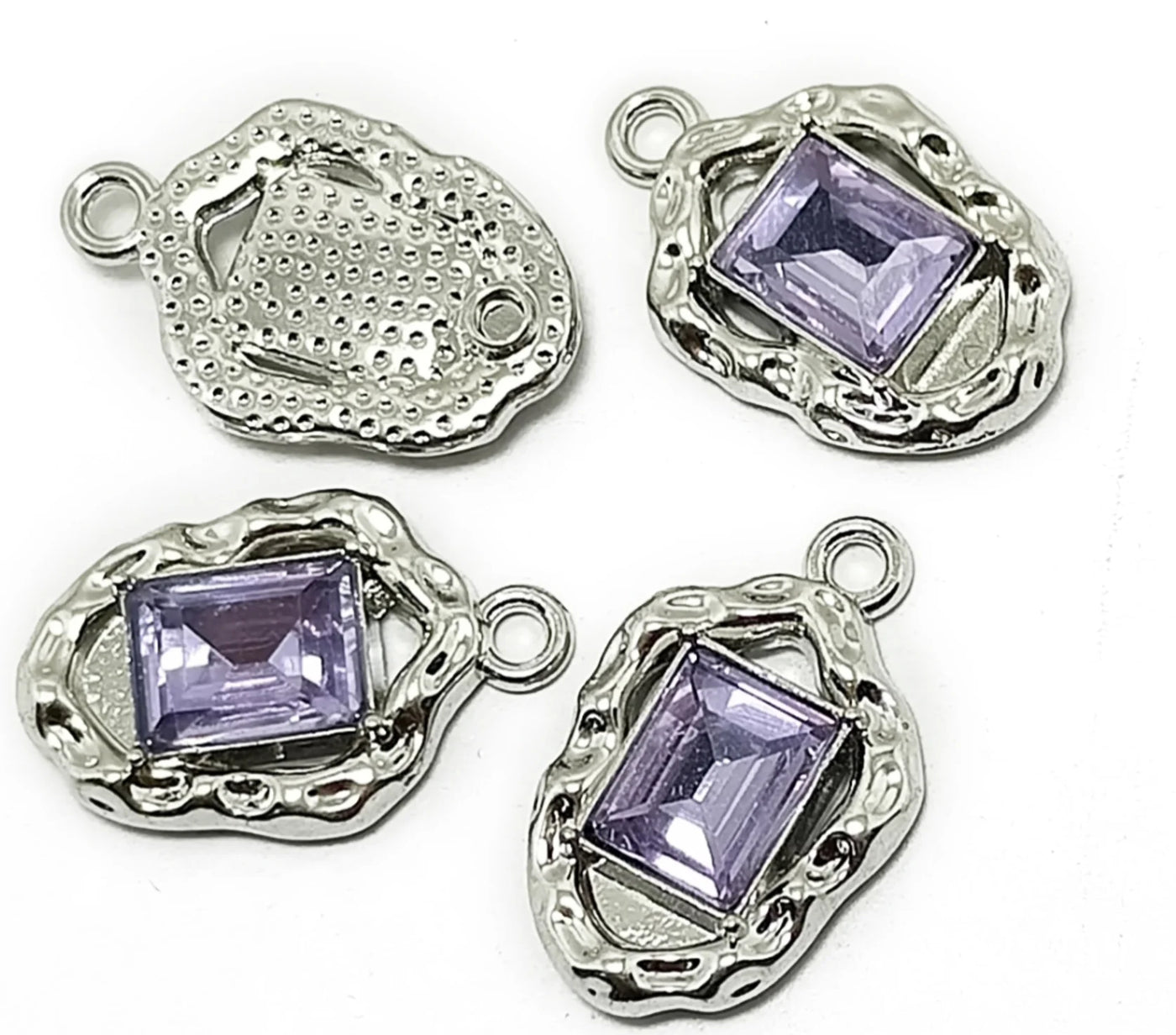 Light Purple & Silver Pentagonal Designer Silver Charms