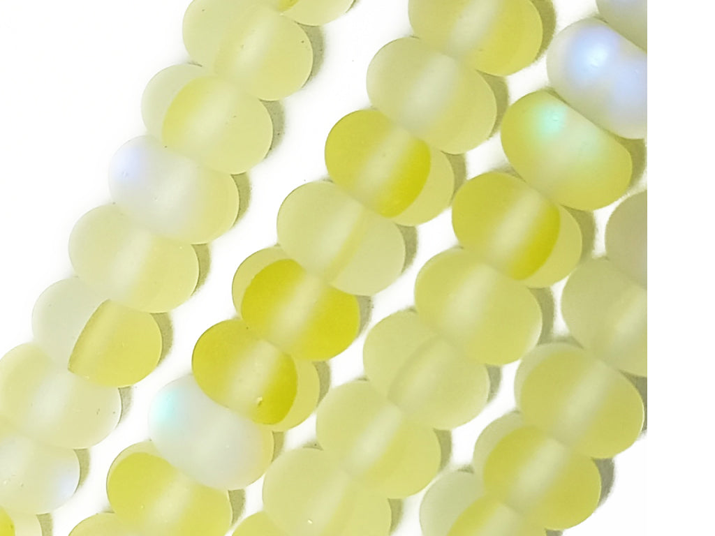 Light Yellow Rondelle Natural Aura Glass Beads