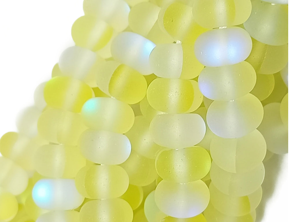 Light Yellow Rondelle Natural Aura Glass Beads